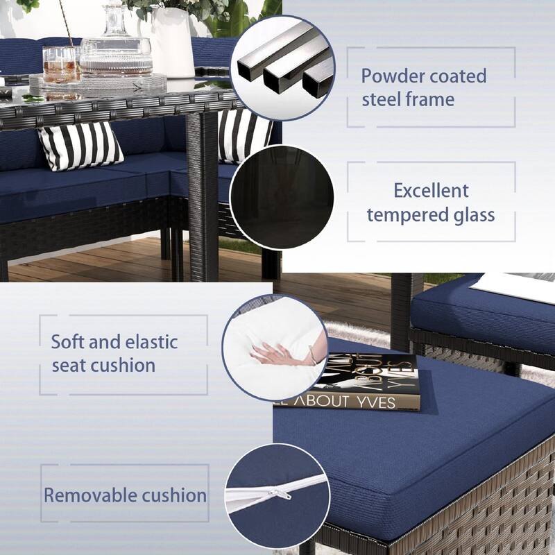 Small space patio furniture 7-piece outdoor furniture set