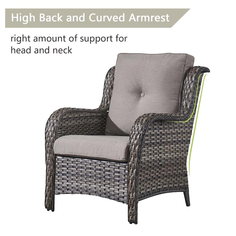 Pocassy Outdoor Patio Chairs with Ottomans Set of 4