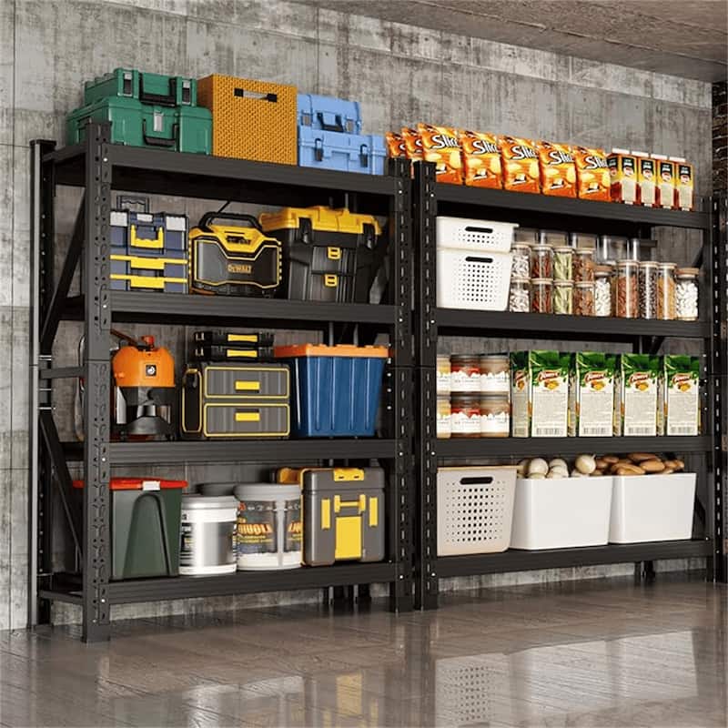 63" 4-Tier Heavy Duty Metal Shelves - Black