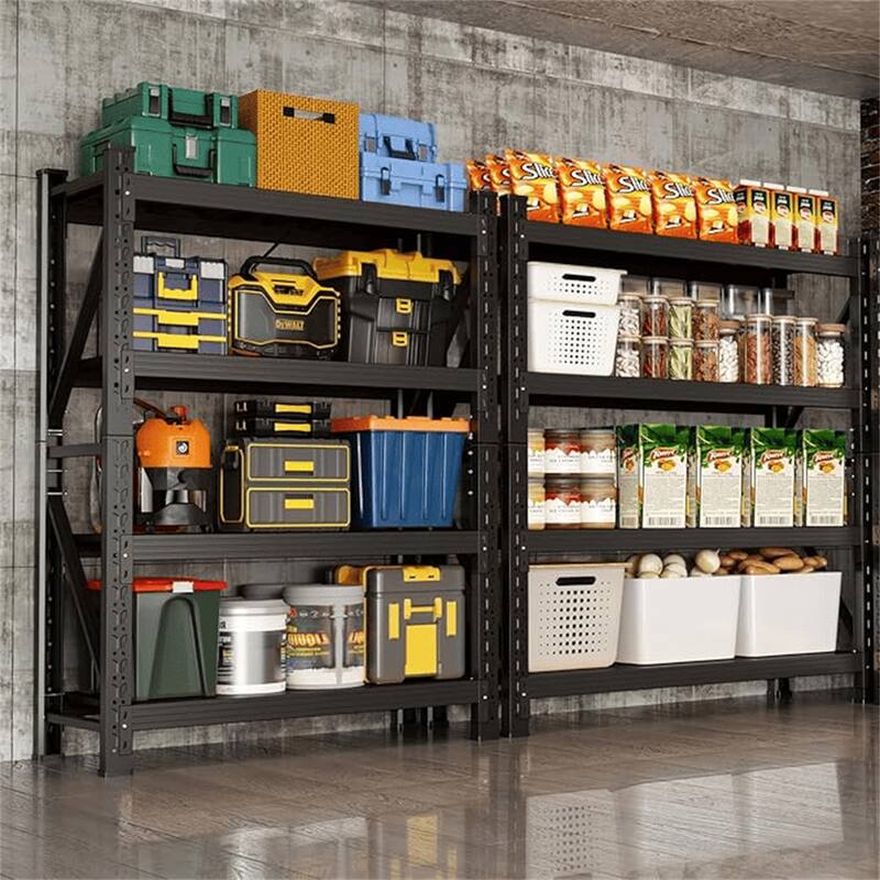 63" Industrial Heavy Duty 4-Tier Shelving Unit - Black