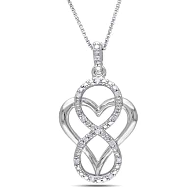 Miadora Sterling Silver Diamond Accent Heart Infinity Necklace