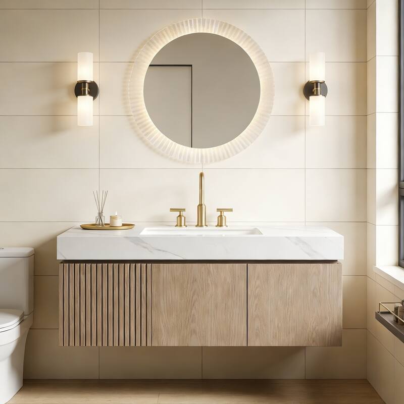 Floating Storage Bathroom Vanity with 3 Pre-drilled Faucet Holes