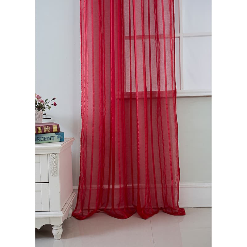 Gretchen Striped Sheer Window Curtain Rod Pocket 90 inch - 54 x 90 in.