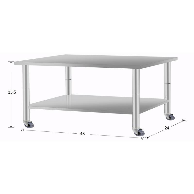 Stainless Steel Work Table - Commercial Table with Wheels & Shelf