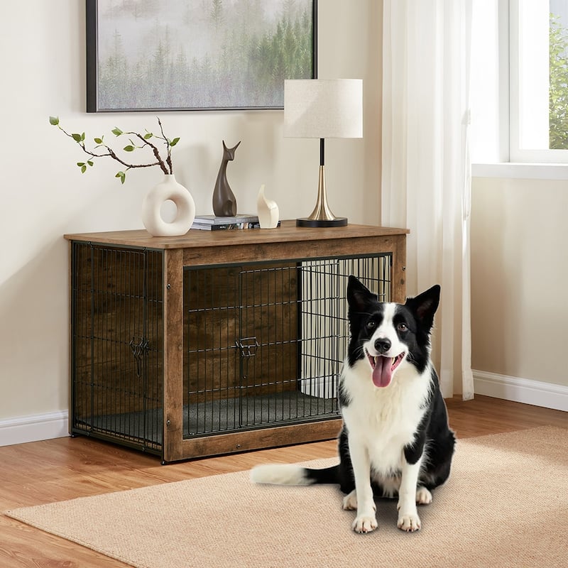Wooden Dog Kennel Furniture, Heavy Duty End Table Pet Crate