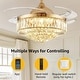preview thumbnail 2 of 26, 48 in. Indoor Modern Ceiling Fan with Light Gold Retractable Crystal Chandelier Fan with Remote for Kitchen Living Room
