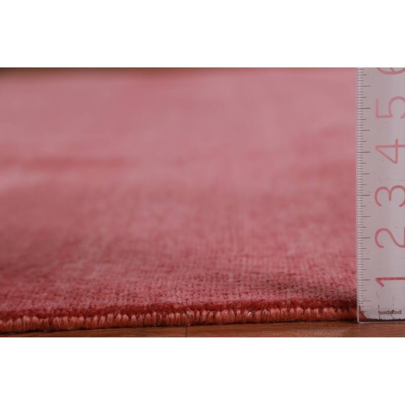 Hand Knotted Oriental 100% Wool Carpet Modern Solid Coral Gabbeh Area Rug - 12' 8'' X 9' 2''