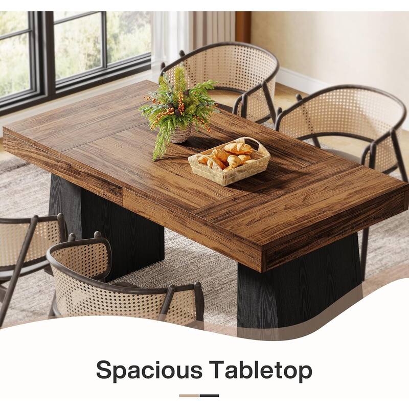 55 Inches Dining Table for 4-6, Rectangular Dining Room Table with Sturdy Legs