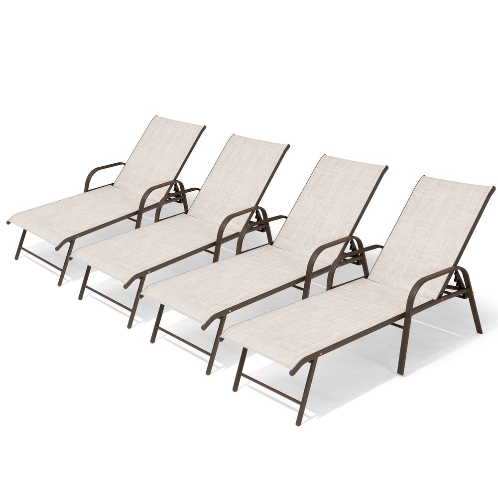 VredHom Outdoor Aluminum Adjustable Patio Chaise Lounge Chairs