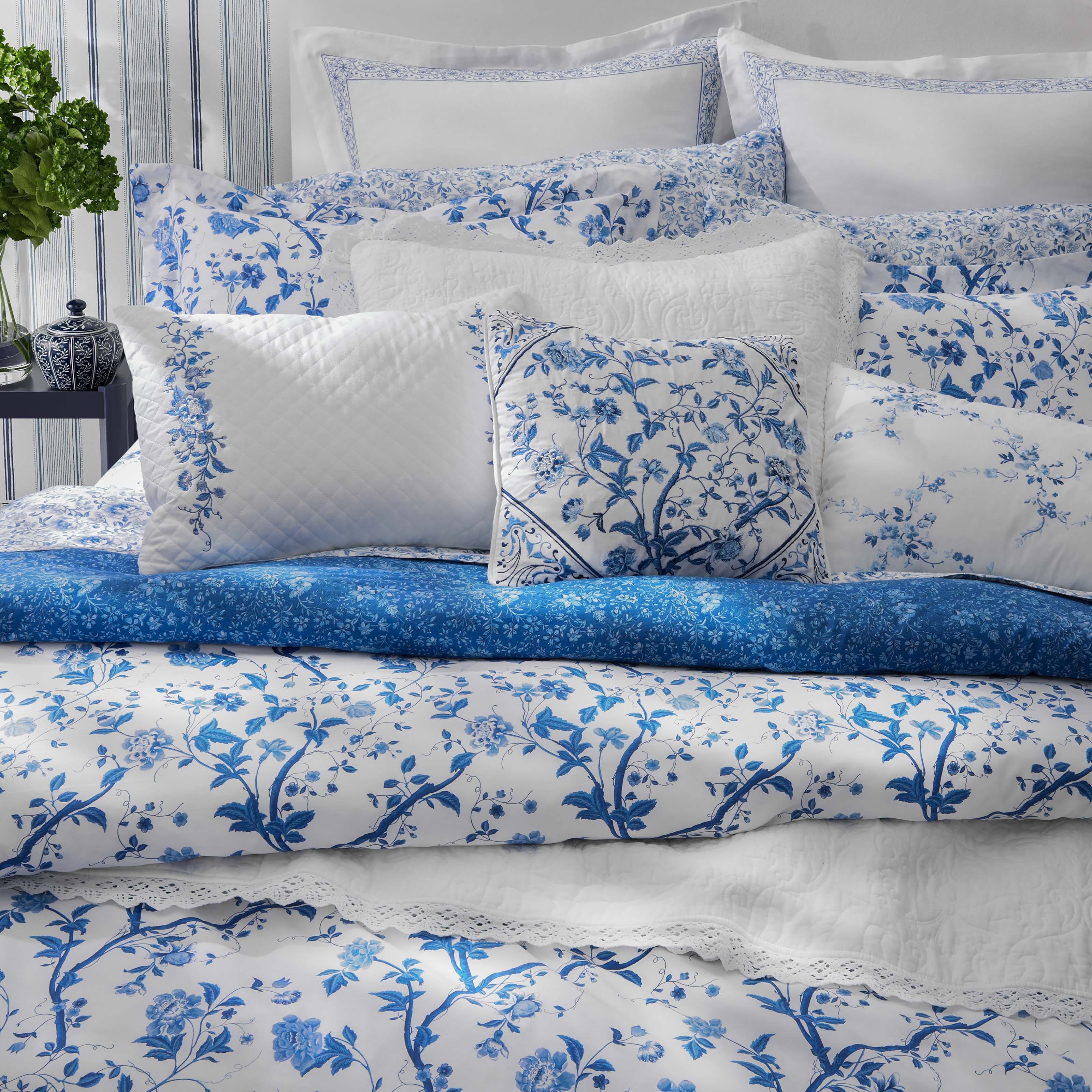 Laura Ashley Charlotte Cotton Reversible Blue Comforter Set - On Sale ...