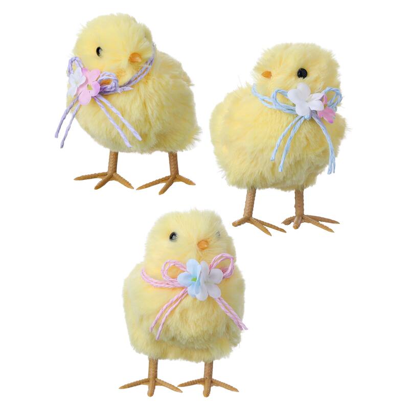 Plush Chick With Flower 4"