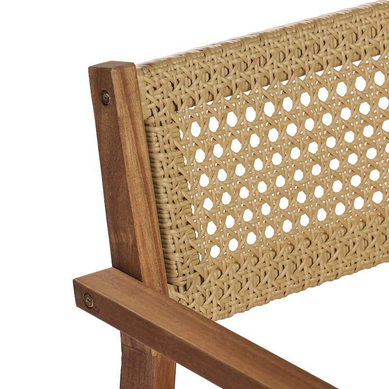 Christopher Knight Home - Modern Outdoor & Indoor Acacia Wood Dining Chairs Set with Wicker Backrest and Armrests