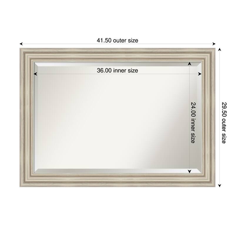 Sierra Beveled Wood Framed Wall Mirror - 42 x 30 in - Sierra Silver