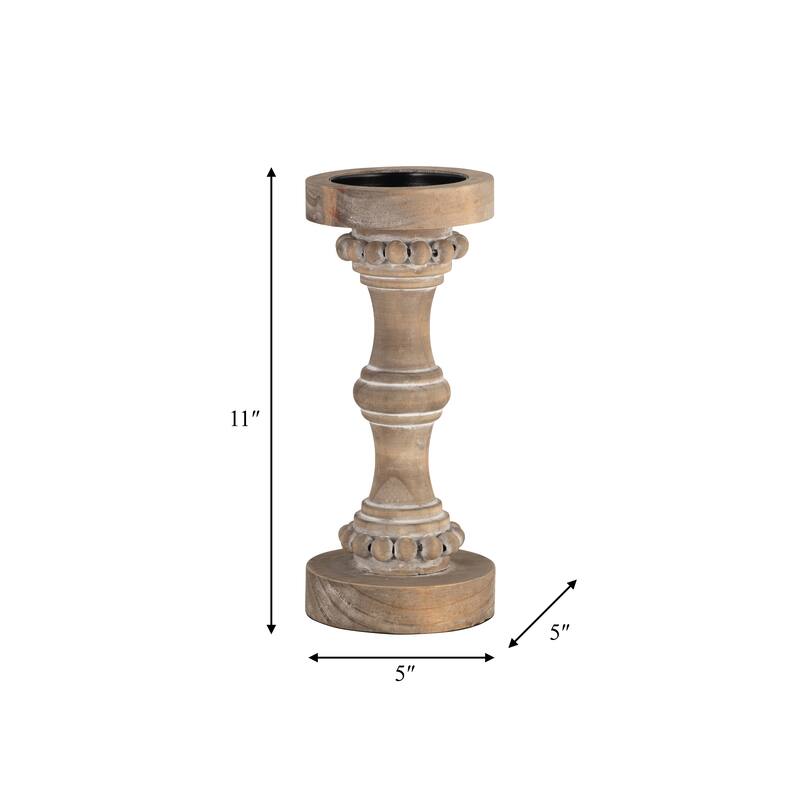 Sagebrook Home Artisanal Wood Pillar Candle Holders