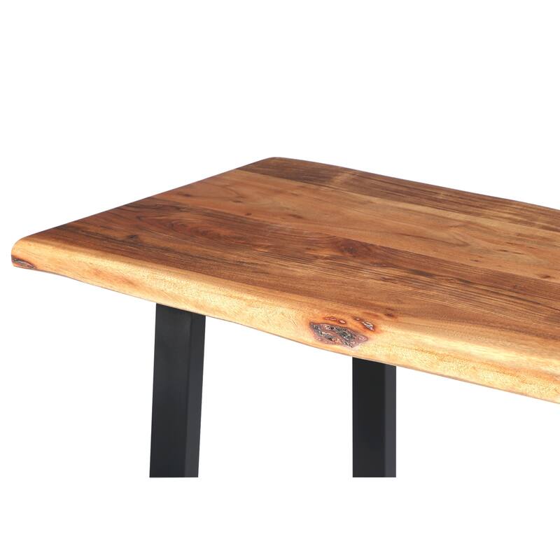 Acacia Wood Office Desk with Metal Legs - Coastal Cottage Style Desk, 51" Wide