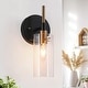 preview thumbnail 10 of 20, Modern Black Gold Bathroom Vanity Light Dimmable Wall Sconces with Cylinder Glass 1-Light