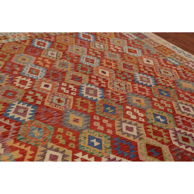 Kilim Oriental Area Rug Flatweave Tribal Wool Carpet - 8'5"x 9'9"