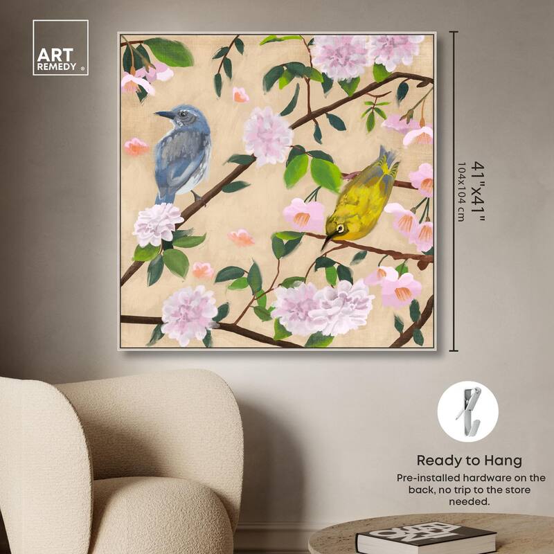 Birds Cuddle Canvas by Art Remedy