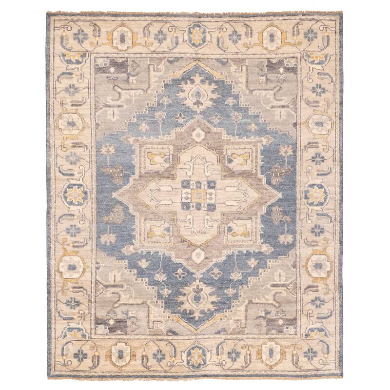 ECARPETGALLERY Hand-knotted Jules Serapi Navy Wool Rug - 8'1 x 9'10