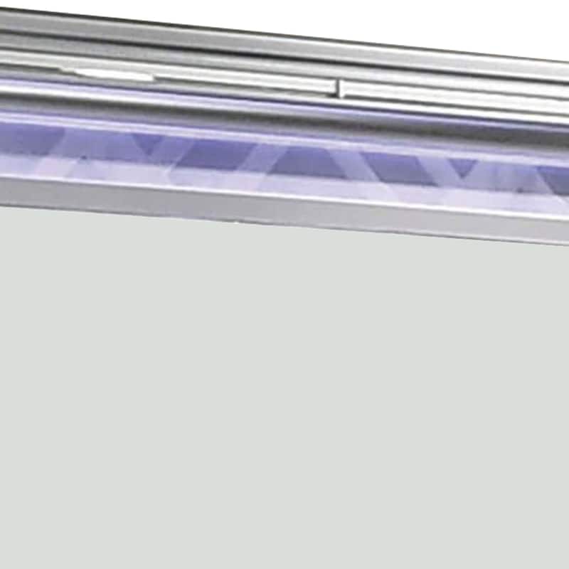 Wall Mirror with LED light and Wooden Frame, Silver