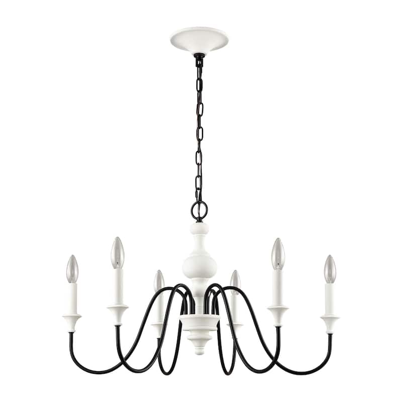 Elk Home Val De Loire White Coral Metal 6 Light Chandelier