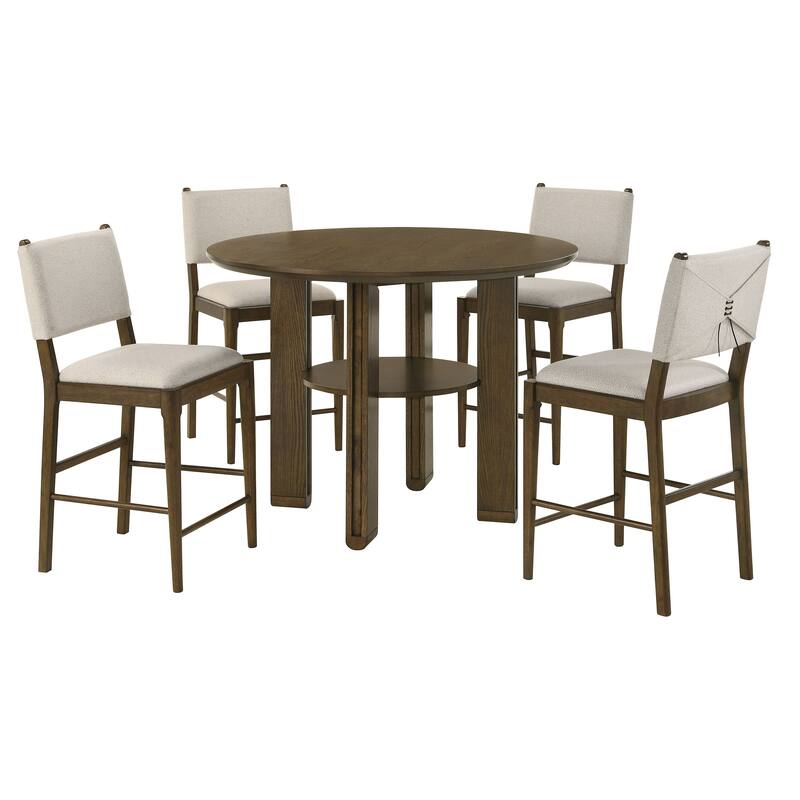 Ottowa 5-piece Round Wood Counter Height Dining Room Set Brown