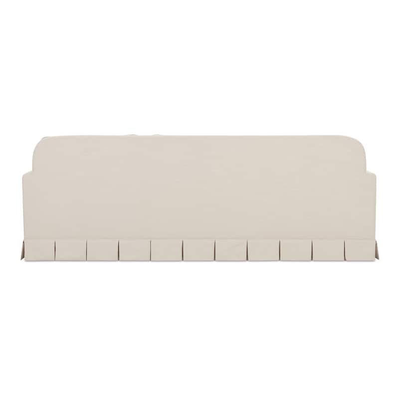 NADAAL STUDIOS Norex Pellicano Sofa, Box Pleat Skirt, Performance Linen Blend, Feather-Filled Cushions, Cream