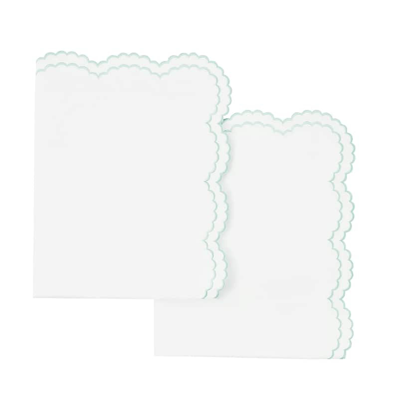 Embroidered Percale Crisp Cotton Double Scallopier Duvet Set and Sham
