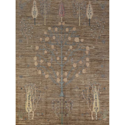 Hand Knotted Oriental 100% Wool Carpet Transitional Floral Brown Oushak Area Rug - 9' 11'' X 8' 0''