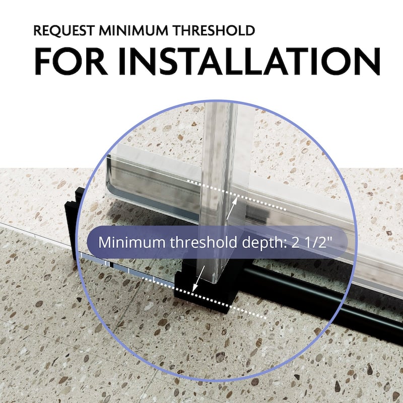 Glassic SI Series 44" - 48" W x 75" H Contemporary Frameless Single Sliding Shower Doors With 3/8" Clear Tempered Glass