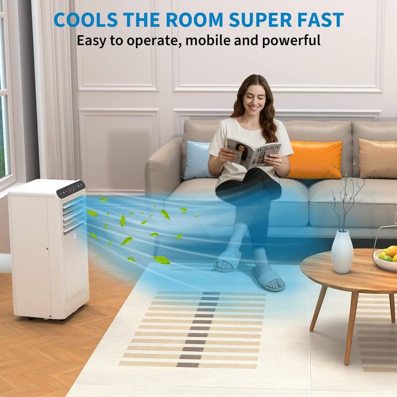 8000 BTU Portable Air Conditioner, 3-in-1 AC Unit with Fan, Dehumidifier, Quiet Air Conditioner with Remote