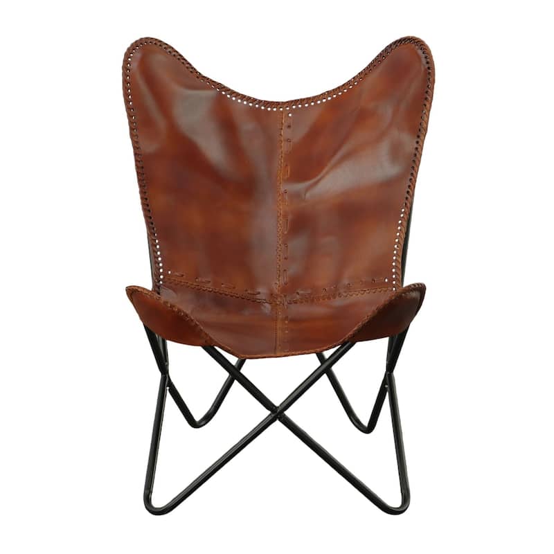 Armless Upholstered Braided Butterfly Chair - 34.5" - Brown and Black