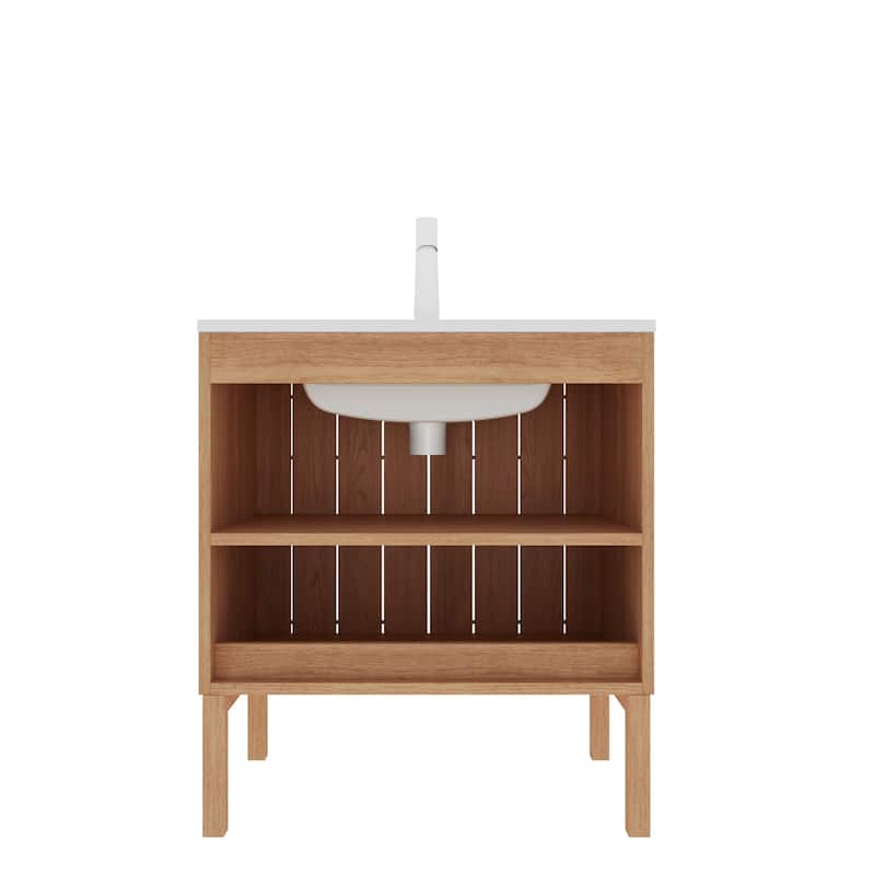 GDFStudio - Niko Modern 30" Freestanding Bathroom Vanity with Double Doors & White Ceramic Basin, WITHOUT Faucet