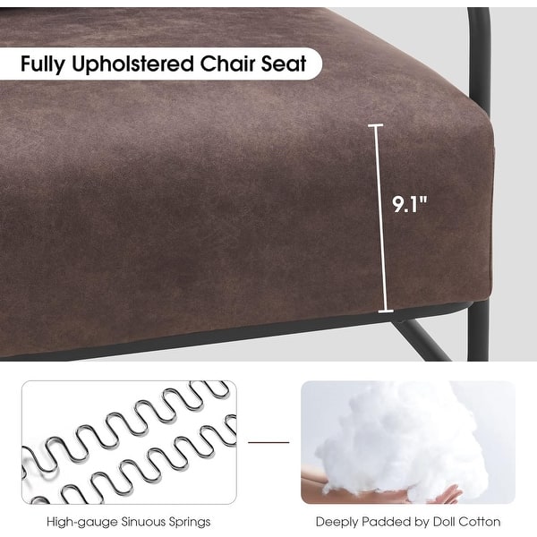 dimension image slide 0 of 6, MCombo set of 2 Modern Accent Armchair with Steel Legs, Leathaire fabric HQ102