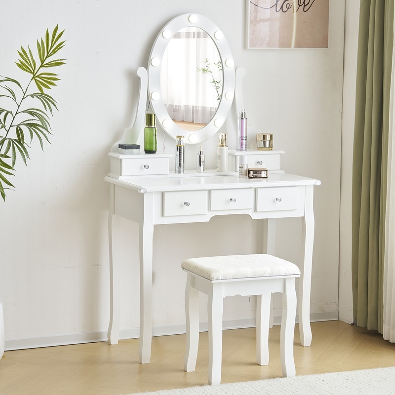 White Dressing Table Set with USB - Bed Bath & Beyond - 41468651