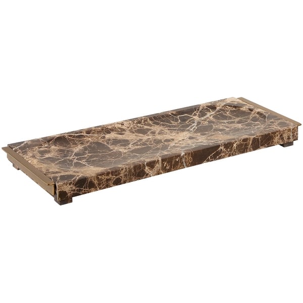 slide 2 of 4, Uttermost 18224 Marble Crest 18-7/8" Wide Marble and Metal Tray Chocolate / Cream