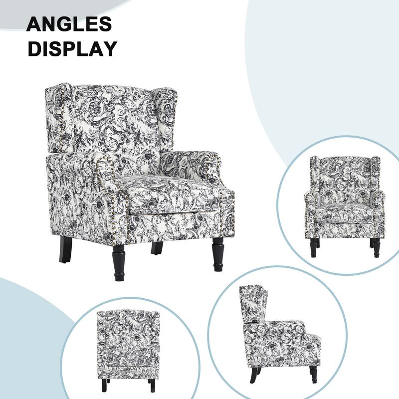 Wingback Accent Chair Nailhead Trim Living Room Reading Chair