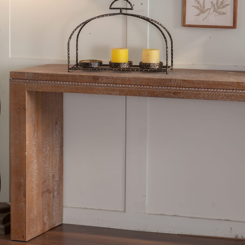 Roomfitters Solid Wood Console Table, Long Narrow Sofa Table for Living Room or Entryway, Retro Hallway Accent Table, Natura