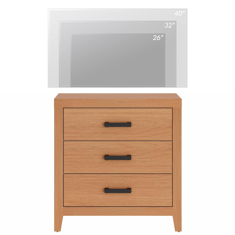 WAMPAT Farmhouse 3-Drawer Dresser, Wooden Chest of Drawers, Modern Storage Organizer & Nightstand for Bedroom, Living Room