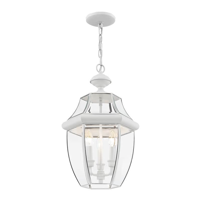 Livex Lighting3-light White Outdoor Chain Lantern, 2355-03 - 12.5" Dia. x 21" H
