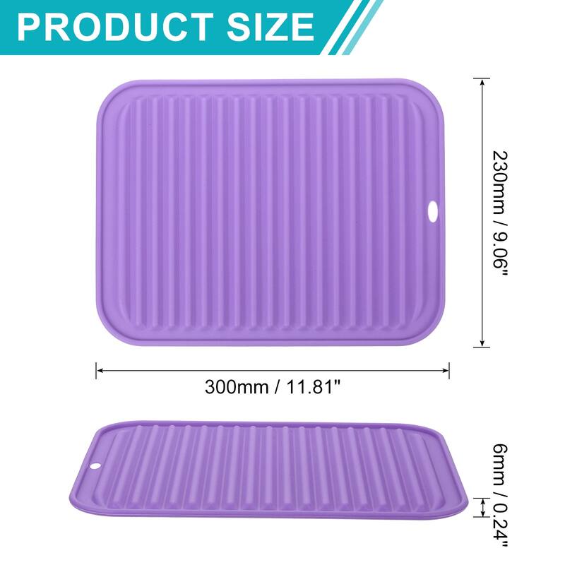 Silicone Dish Drying Mat, 9"x12" Trivets for Hot Pots and Pans - Purple