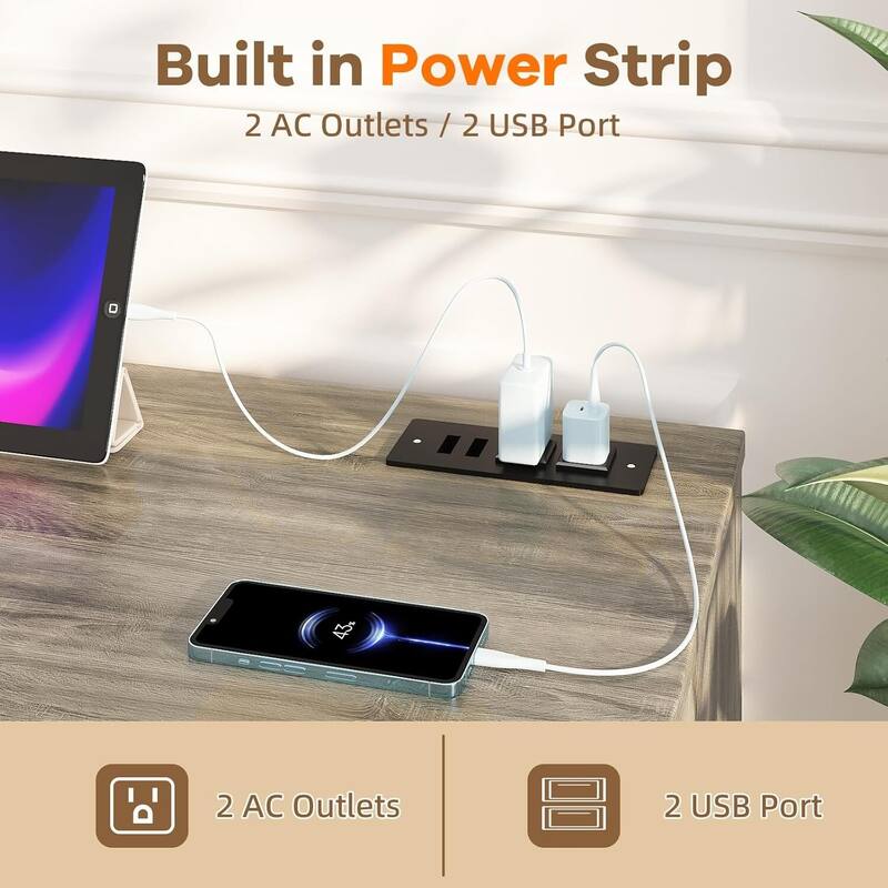 66" Farmhouse TV Stands, Entertainment Center with Open Storage, Power Outlets - N/A