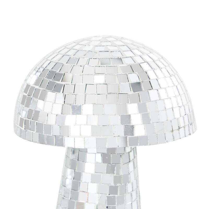 Glass Mushroom Handmade Mosaic Mirrored Decorative Sculpture - Set of 2 Gold or Silver - Roche River Decor