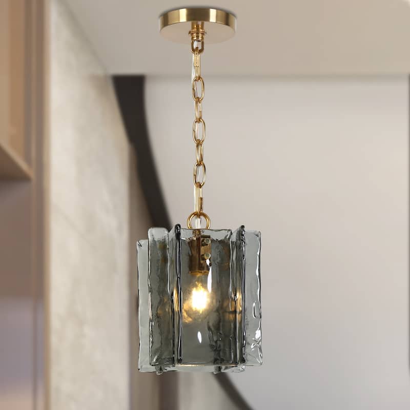 Kasy Modern 1-Light Textured Glass Pendant Light Unique Kitchen Island Light - Medium: W7.9" x H11" - Hanging with Chain M