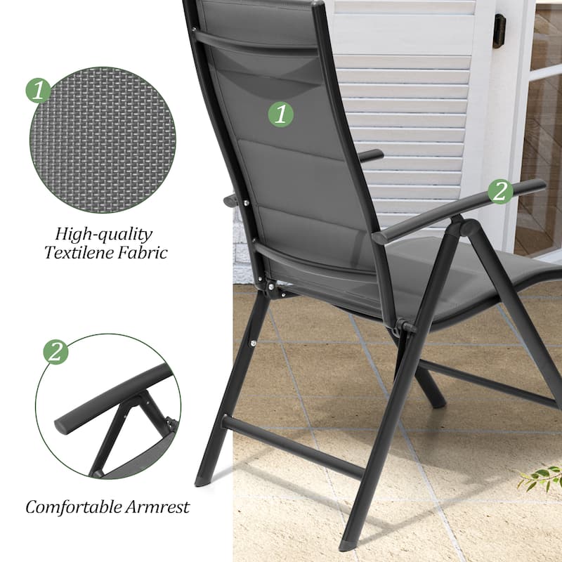 VredHom Outdoor Patio Dining Set Folding Chairs and Dining Table - Set of 9