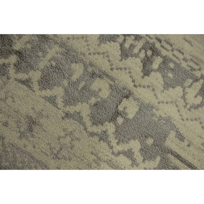 Hand-knotted Modern Wool Beige Geometric Area Rug Oriental Carpet - 7' 7'' X 4' 10''