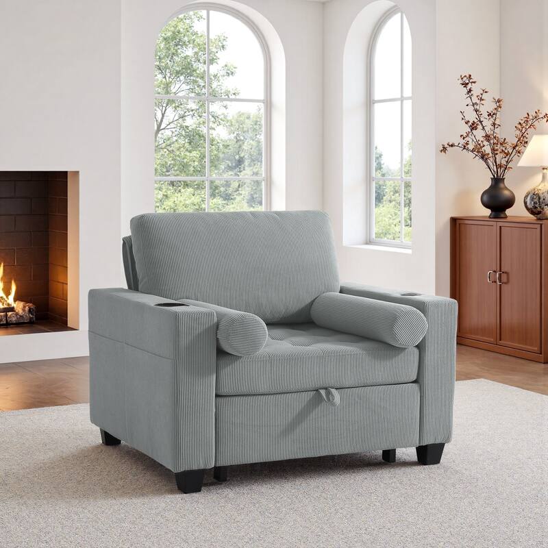 3-in-1 Pull-Out Sleeper Chair Bed Convertible Adjustable Lounge