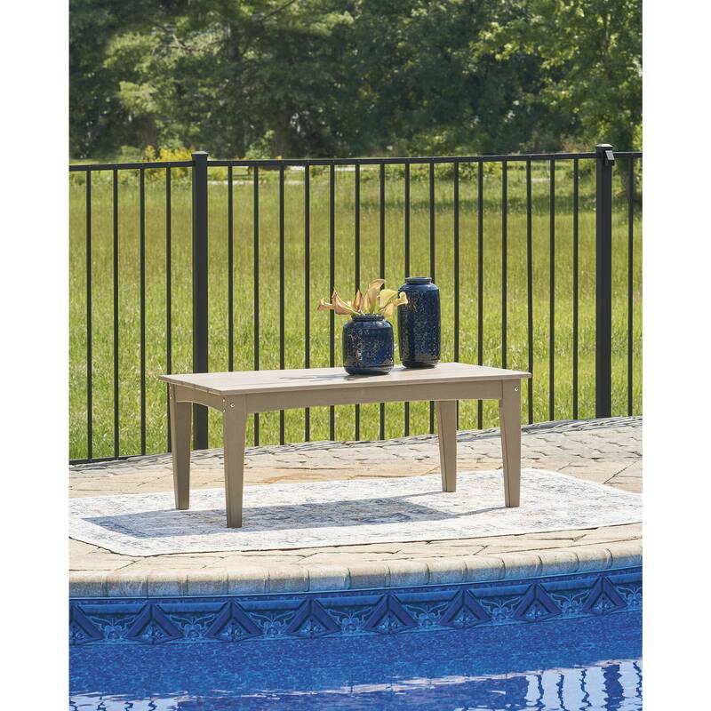 Signature Design by Ashley Hyland wave Outdoor Coffee Table - 44.13" W x 24" D x 18.13" H - Driftwood