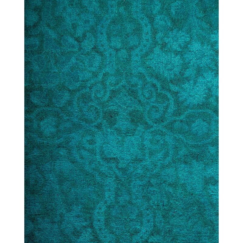 Overton Hand Knotted Wool Vintage Inspired Modern Contemporary Overdyed Blue Runner Rug - 2' 7" x 18' 3"