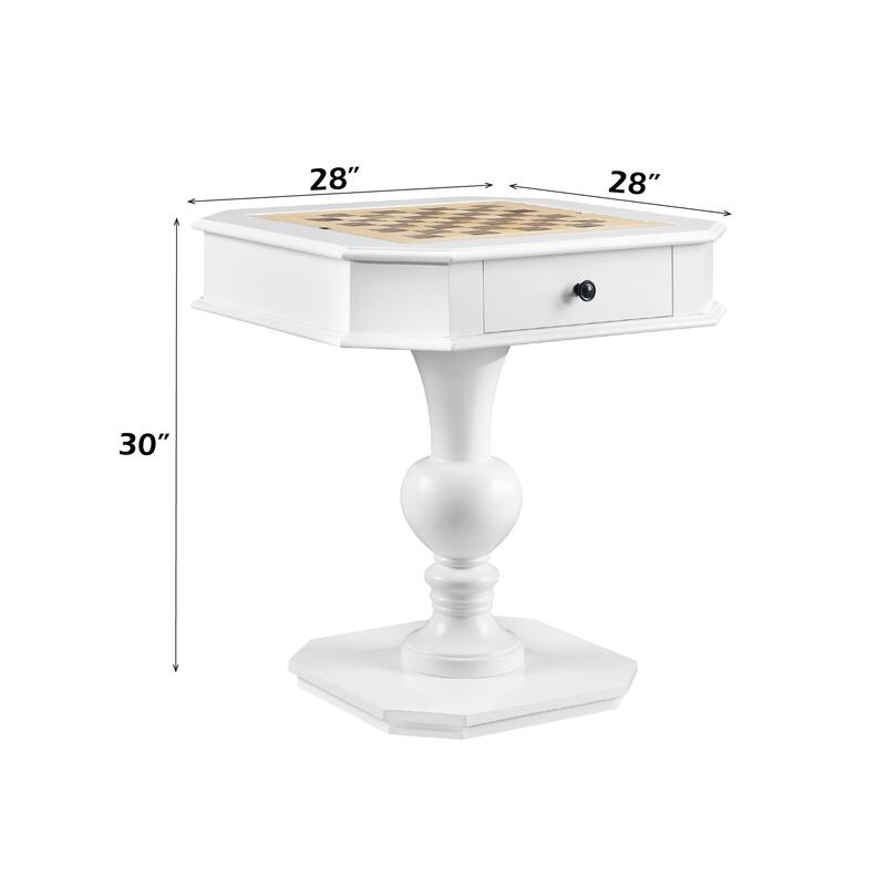 Galini White High Gloss Convertible Game Table with Storage - N/A